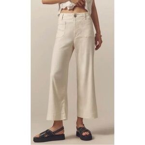 Maeve Collette Linen wide leg pants in cream